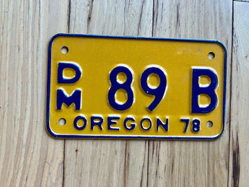 1978 Oregon Motorcycle Dealer License Plate