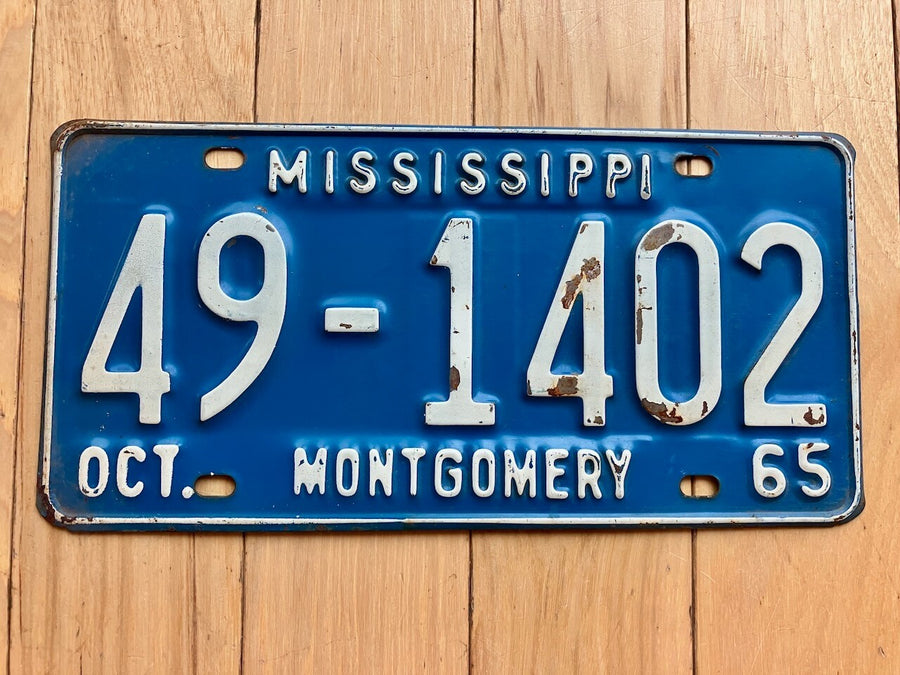 1965 Mississippi Montgomery County License Plate