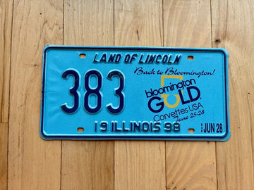 1989 Illinois Bloomington Gold Corvettes Special Event License Plate
