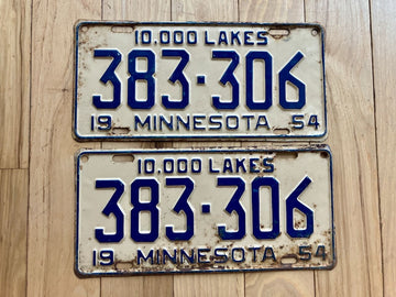 Pair of 1954 Minnesota License Plates