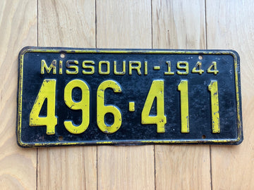1944 Missouri License Plate