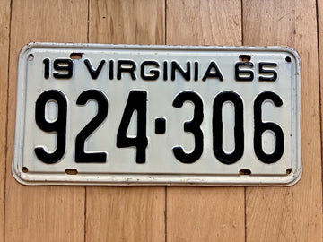 1965 Virginia License Plate