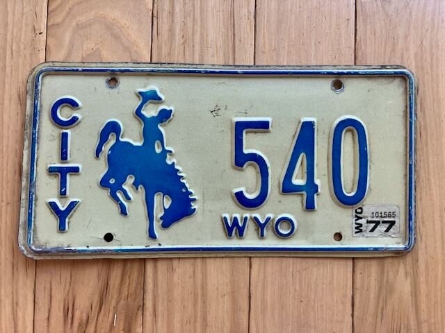 1977 Wyoming City License Plate