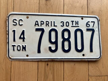 1967 South Carolina 14 Ton License Plate
