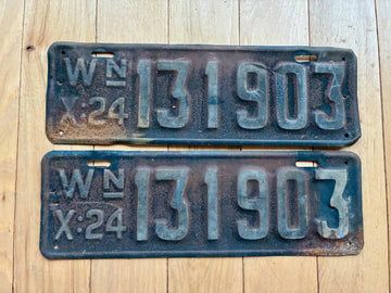 1924 Pair of Washington State License Plates Ready for Restoration