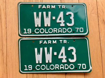 Pair of 1970 Colorado Farm Tractor License Plates