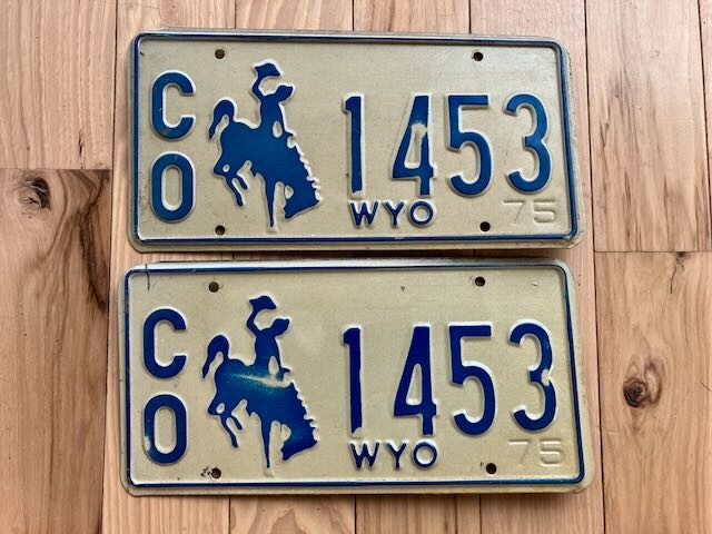 Pair of 1975 Wyoming County License Plates