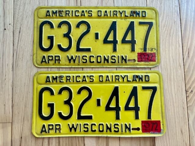 Pair of 1972 Wisconsin License Plates