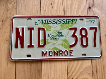 1977 Mississippi Monroe County License Plate