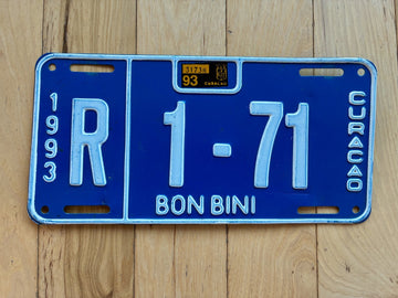 1993 Curacao Rental License Plate