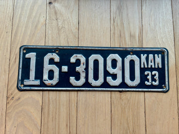 1933 Kansas License Plate