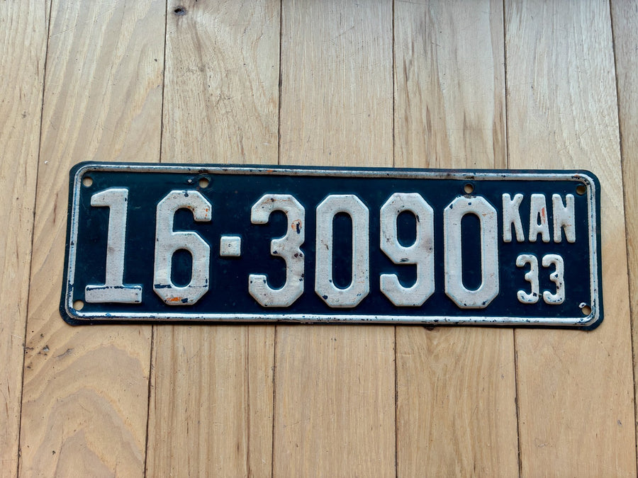 1933 Kansas License Plate