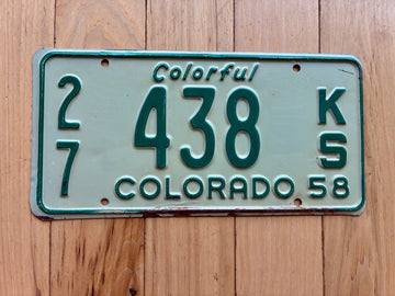 1958 Colorado Truck License Plate