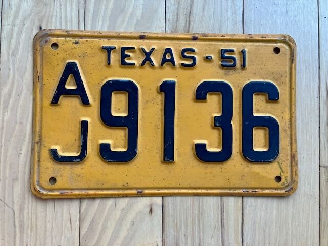 1951 Texas License Plate