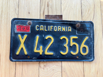 1963 1973 California License Plate - Still Attached To Frame