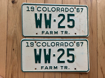 Pair of 1967 Colorado Farm Tractor License Plates