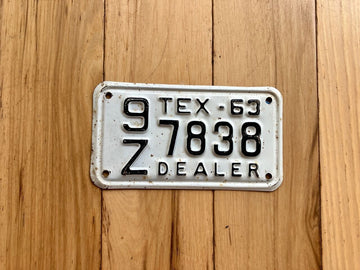 1963 Texas Motorcycle Dealer License Plate