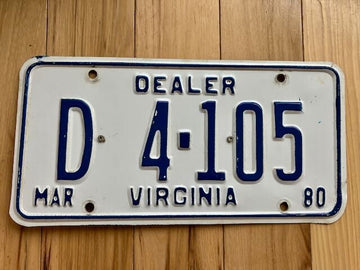 1980 Virginia Dealer License Plate