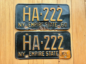 Pair of 1960 1961 New York License Plates