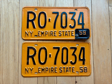 Pair of 1958 1959 New York License Plates