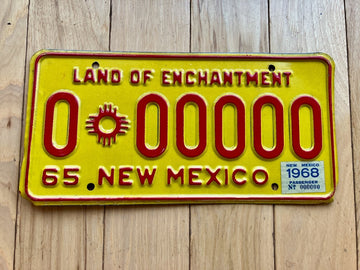 1968 New Mexico Sample License Plate