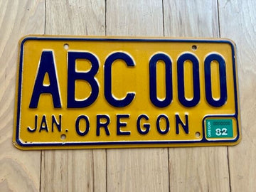 1982 Oregon Sample License Plate