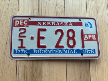 1976 Nebraska License Plate W/ 1984 Tab