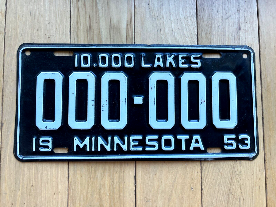 1953 Minnesota Sample License Plate