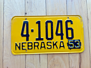 1953 Nebraska License Plate