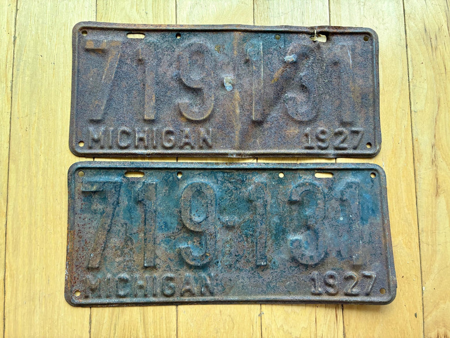 1927 Pair of Michigan License Plates