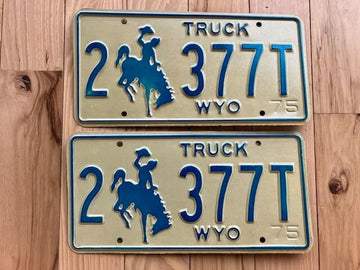 Pair of 1975 Wyoming Truck License Plates