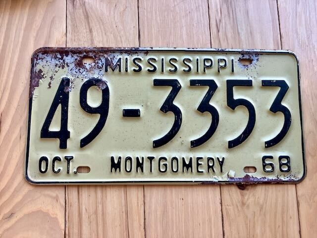 1968 Mississippi Montgomery County License Plate
