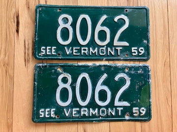 Pair of 1959 Vermont License Plates