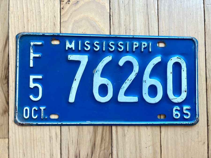 1965 Mississippi F5 License Plate