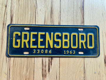 1963 North Carolina Greensboro License Plate Topper