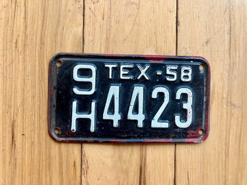 1958 Texas Motorcycle License Plate