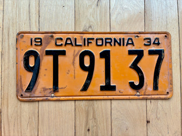1934 California License Plate