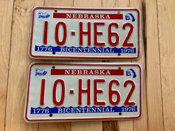 Pair Of 1976 Nebraska License Plates
