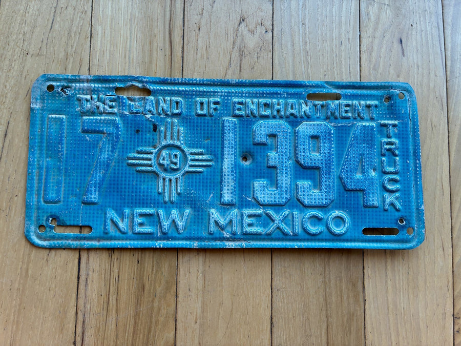 1949 New Mexico Truck License Plate - Waffle Type