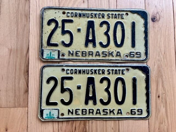 Pair of 1969 Nebraska License Plates