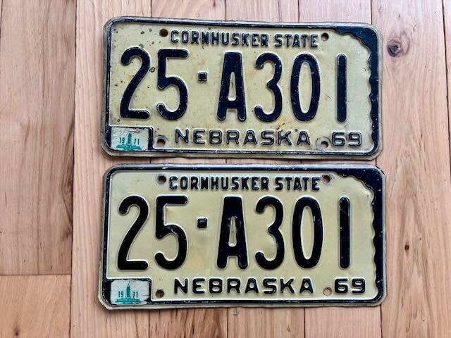 Pair of 1969 Nebraska License Plates