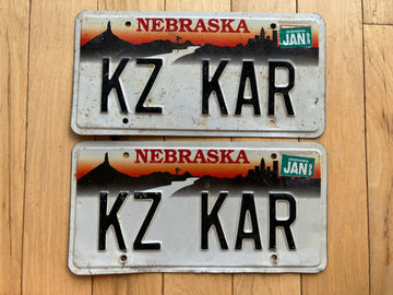 Pair Of 1999 Nebraska Vanity License Plates - KZ KAR
