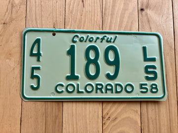 1958 Colorado Trailer License Plate