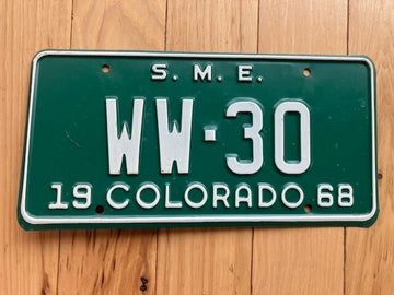 1968 Colorado Special Mobile Equipment S.M.E License Plate