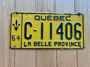 1964 Quebec License Plate