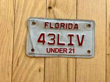 2008 Florida Under 21 Motorcycle License Plate