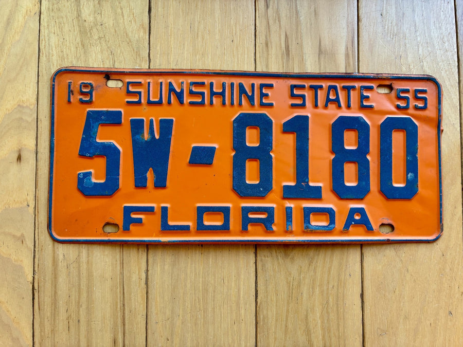 1955 Florida License Plate - Numbers YOM Clear