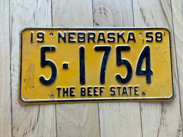 1958 Nebraska License Plate