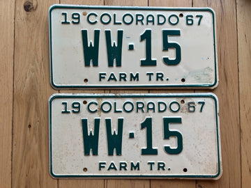 Pair of 1967 Colorado Farm Tractor License Plates