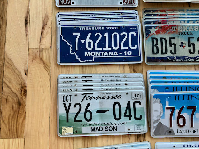Lot of 100 License Plates- 20 Versions, 5 of Each in Craft Condition